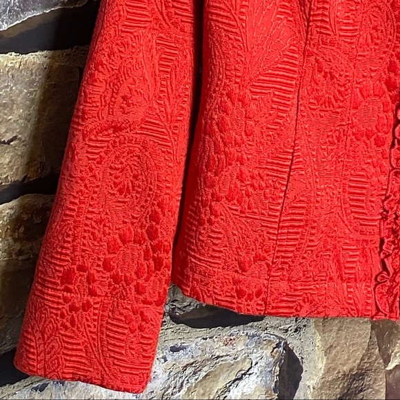 Ruby Rd. Red Raised Designs ZIP Ruffle Blazer 4P - Picture 7 of 9